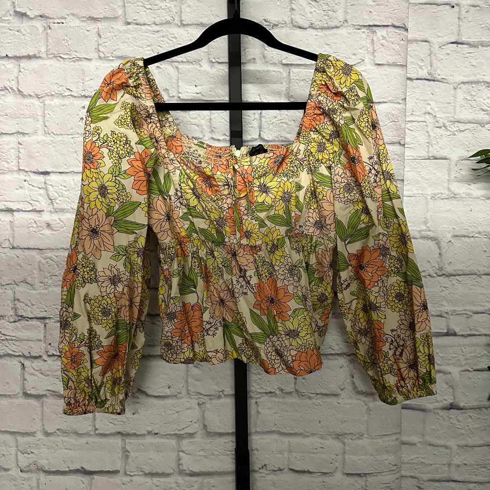 J.Crew Square Neck Zinnia Floral Peplum Top